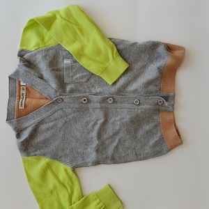Imps and Elfs Grey Neon Tan Colorblock Cardigan Sweater